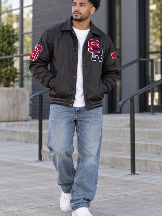 Soul Star Jackets & Blazers - Soul Star Varsity Y2K Jacket Men’s M Black Red Patch Bomber